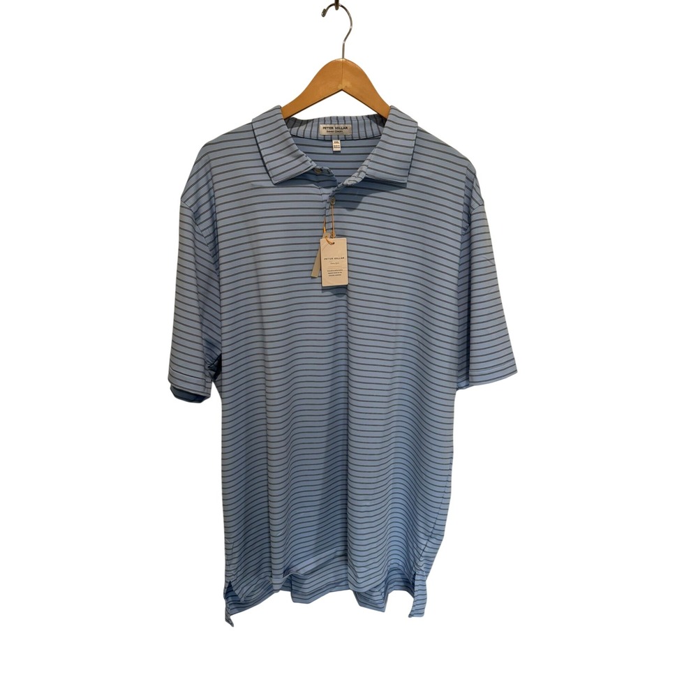 Peter Millar Crown Sport Summer Comfort Polo Mens XXL Blue Striped MS23EK08S NEW